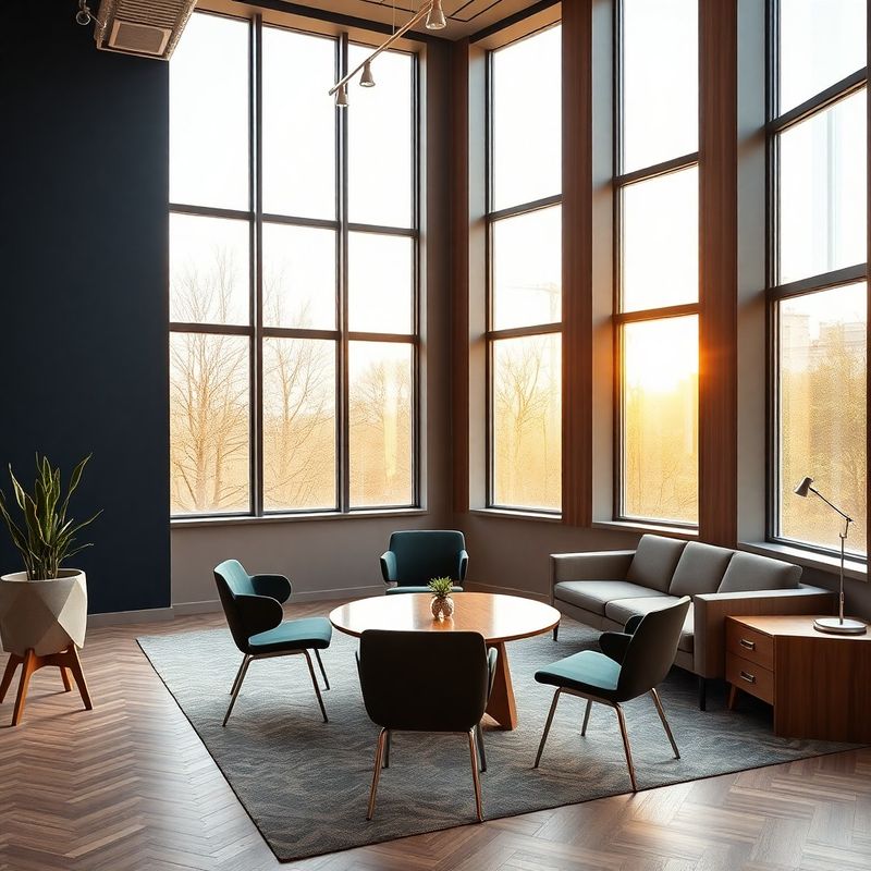 Interior de birou minimalist cu accente indigo la Timișoara